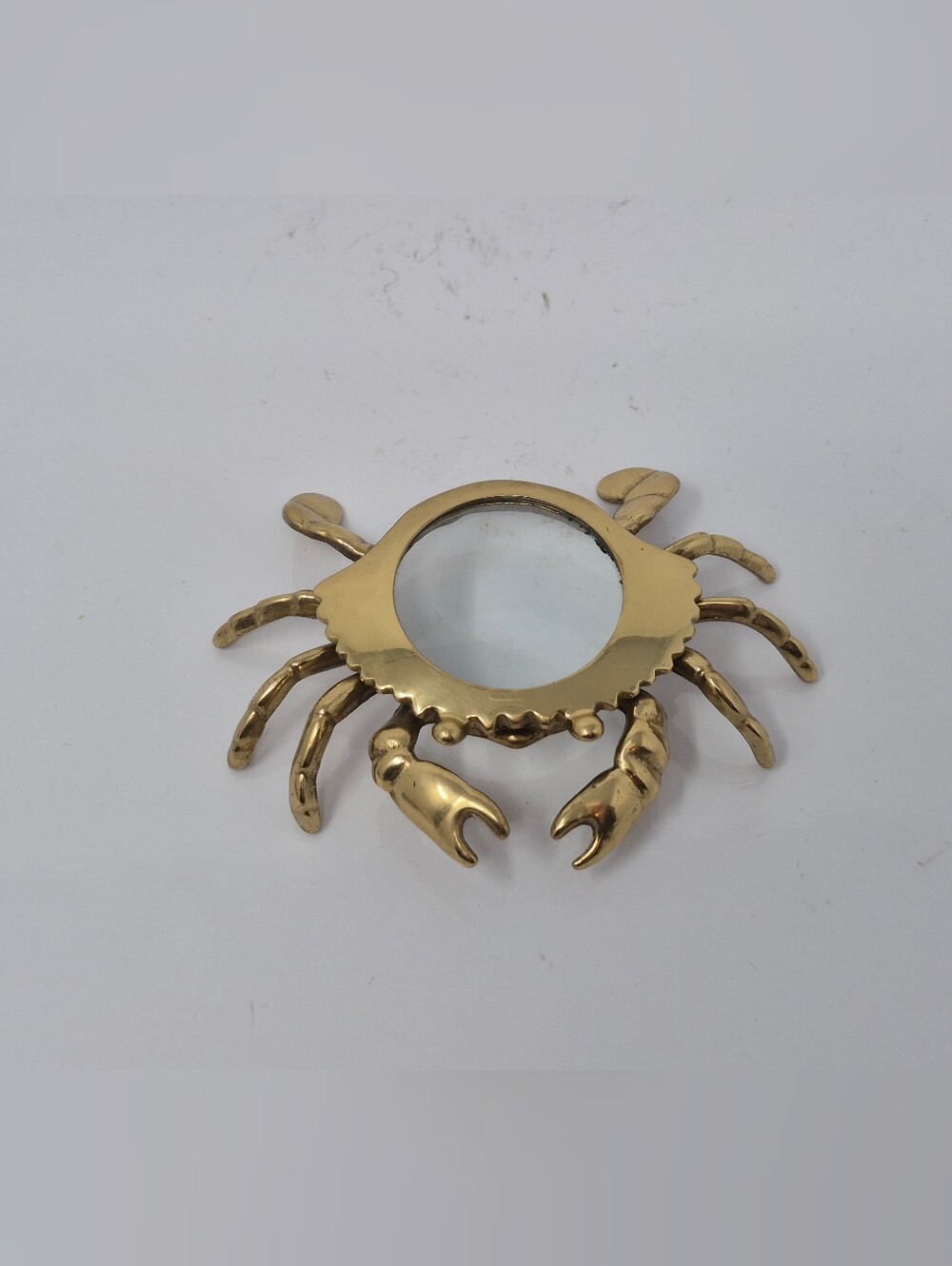 Vintage Brass Nautical Magnifying Glass Crab